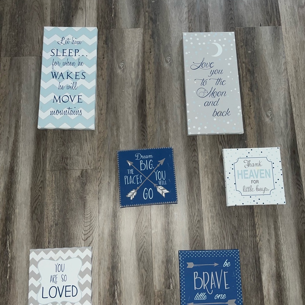 Blue and White baby boy Wall Art Set